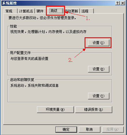 系统属性高级设置