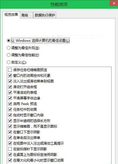 Win10系统用户自定义外观和性能等选项最佳设置措施