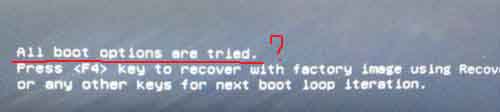 预装Windows8系统改windows7纯净版系统开机出错提示all boot options are tried的解决方法