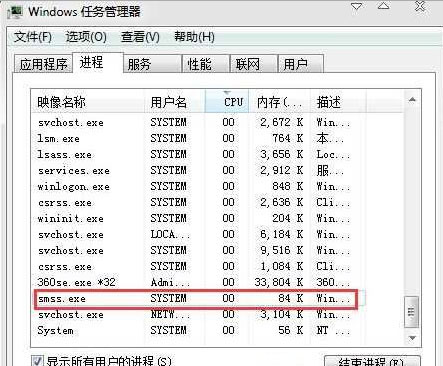 win7 ghost系统识别异常smss.exe进程的方法