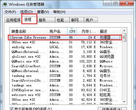windows7旗舰版32位系统System Idle Process占用率高的解决方法