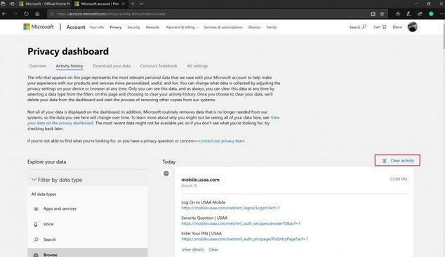 Windows10系统Microsoft Edge浏览器删除历史记录的方法