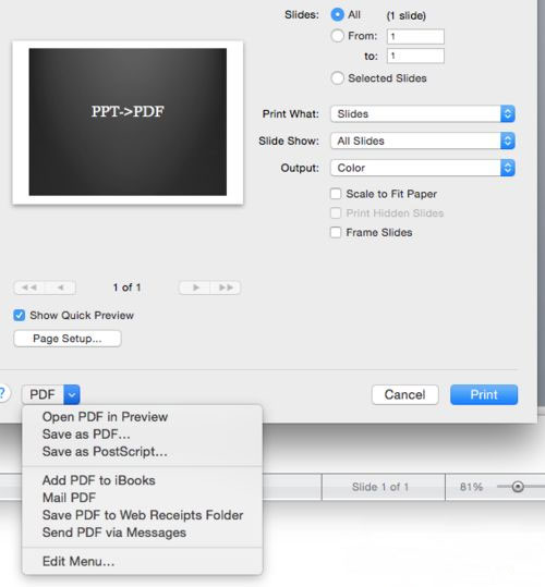 Windows10系统Macbook中ppt转换成PDF的方法