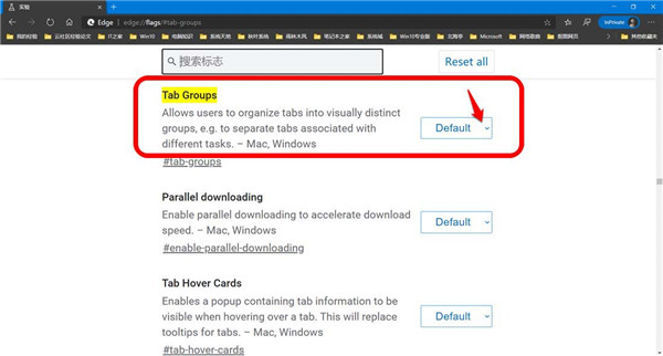 Windows10系统开启Tab Groups标签分组功能的方法