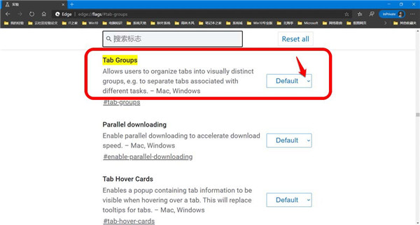 Windows10系统开启Tab Groups标签分组功能的方法 