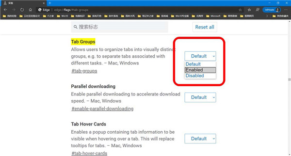 Windows10系统开启Tab Groups标签分组功能的方法 