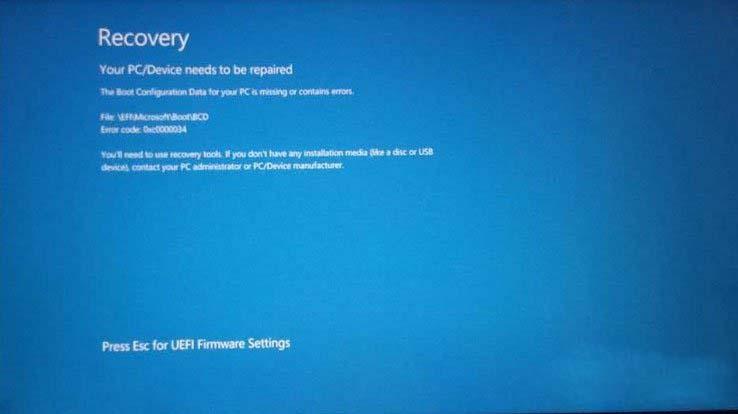 Windows10系统开机蓝屏0xc000000d的解决方法