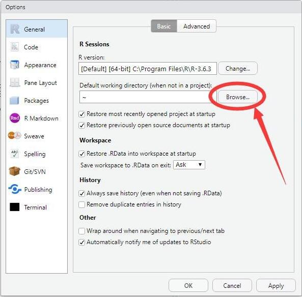 Windows10系统R-Studio设置默认工作目录的方法