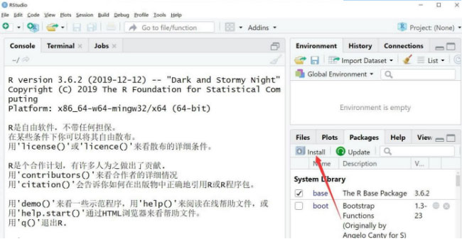 Windows10系统RStudio中安装新的程序包的方法